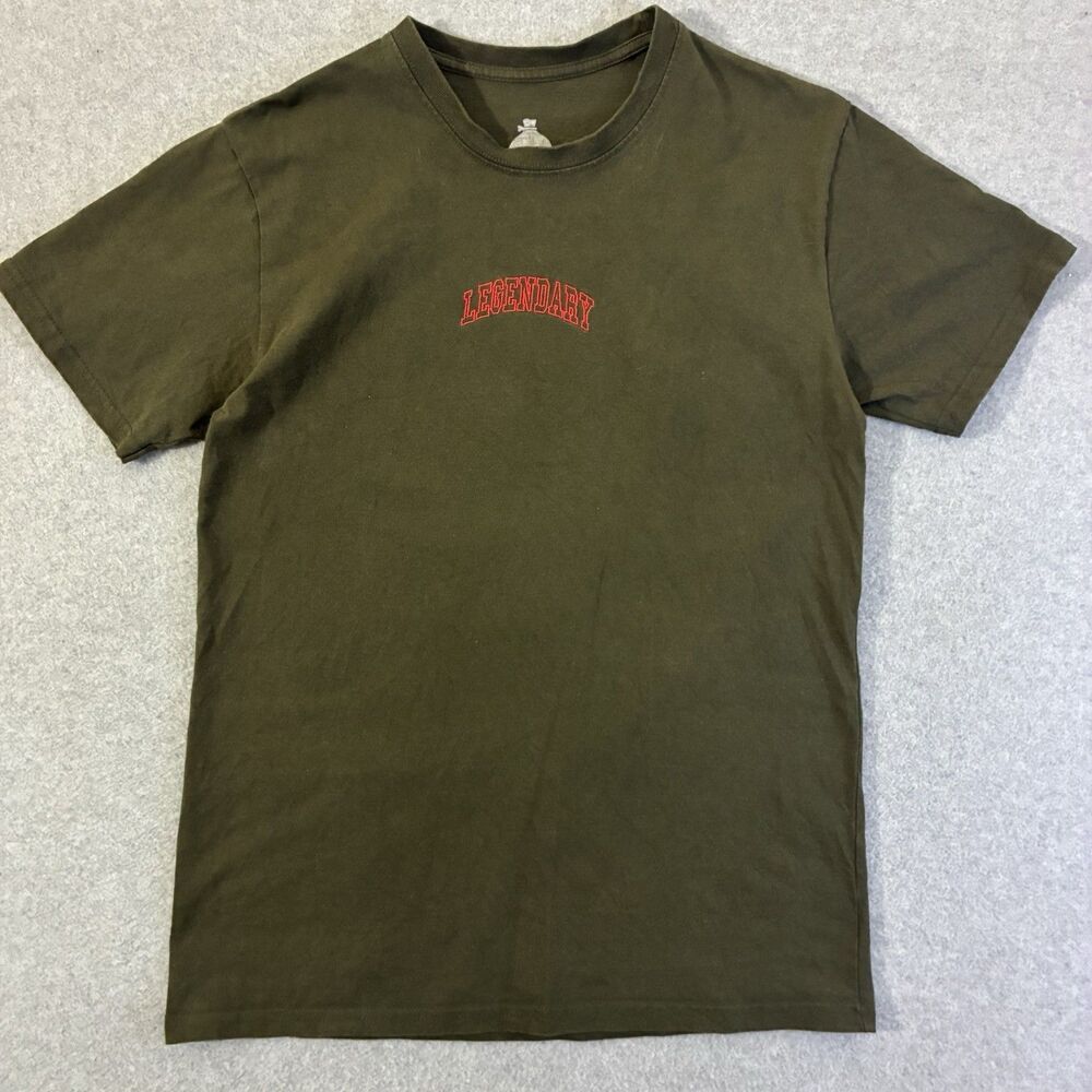 Launder Men’s Medium Legendary Angel Graphic T Shirt Olive Green Streetwear